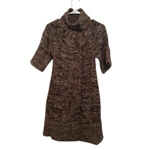 J. J. Basics Marl Cardigan Sweater | Chocolate Brown Cream | Size L